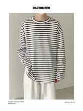 わずかにオーバーサイズのストライプ長袖Tシャツ【コットン・ユニセックス・春秋用】