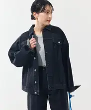 秋用 フラップカラー デニムジャケット【工装スタイル・長袖】 高腰パンツ【純綿・シングルボタン】（セットア  ップ対応）