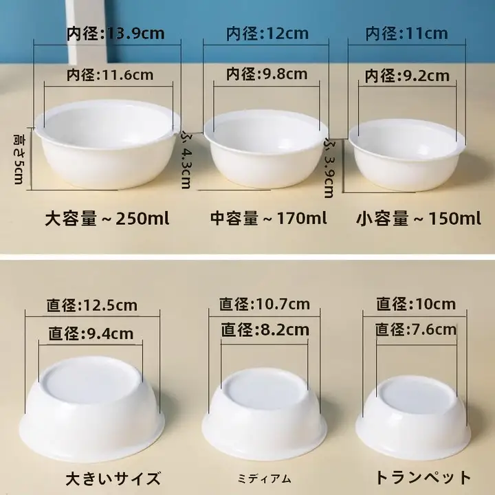 ペット用 陶器製フードボウル【犬猫兼用・飲水用・多サイズ】