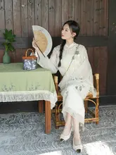 ハンドメイドの盘扣付きロングドレス【丸首・中華風・国風シャツ】（セットアップ対応）