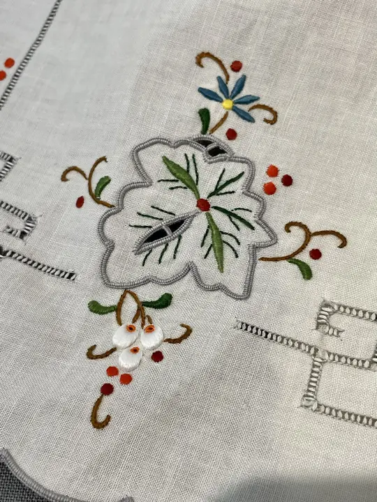 上質なコットン製 テーブルマット【滑り止め・耐磨耗・手作り刺繍デザイン】