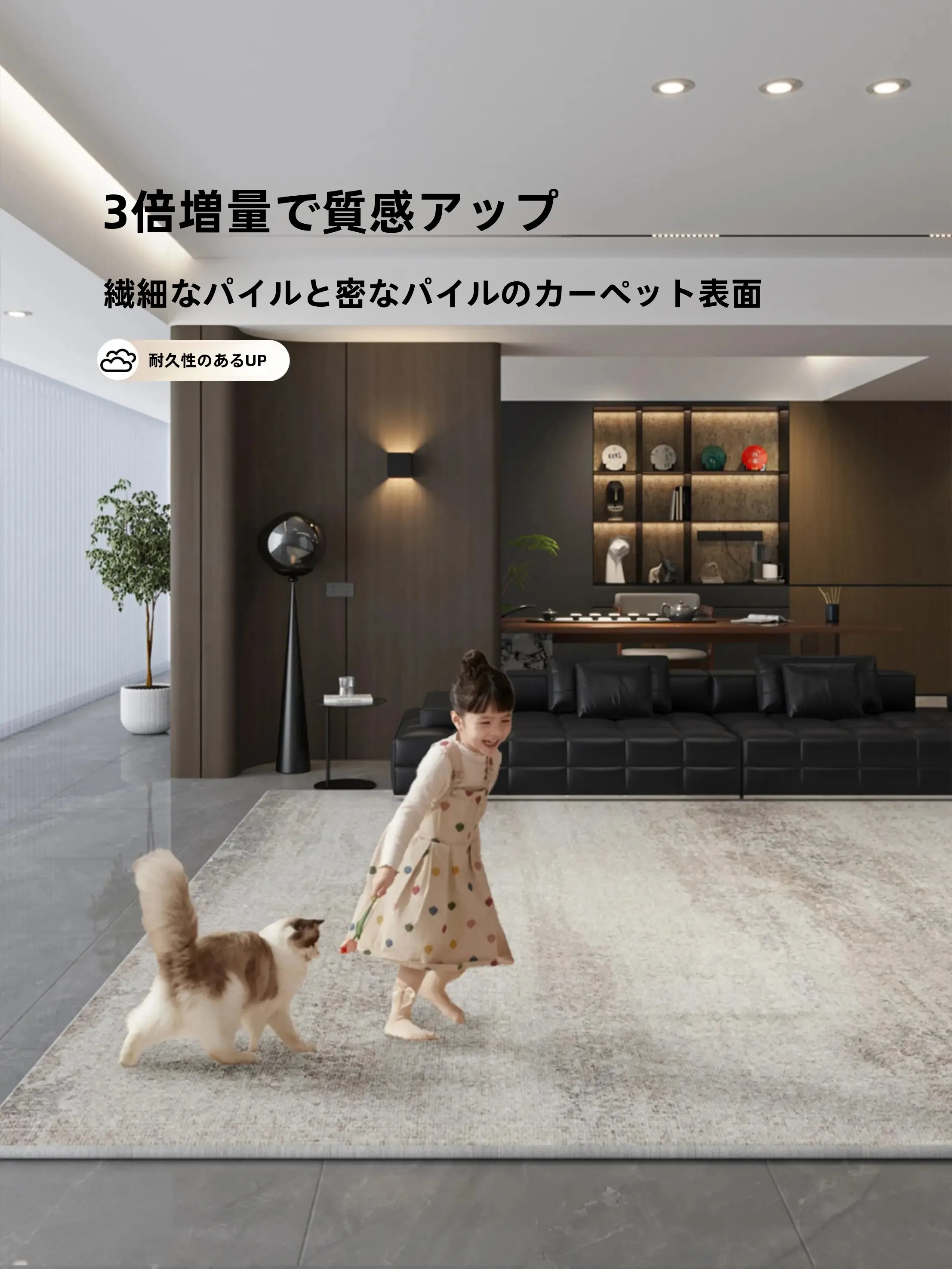 現代的なミニマリストデザインのラグ【リビング用・お手入れ簡単・高級感】