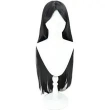 中分の黒長髪コスプレウィッグ【古装・リアルな頭皮・耳付き】
