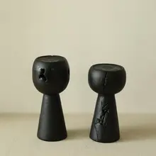 黒色の実木キャンドルホルダー【モダンシンプル・和のテイスト】