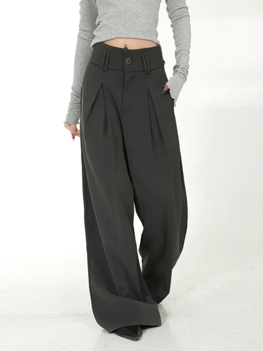フィット ワイドレッグパンツ【高腰・夏用・ストレート・デザイン性抜群】