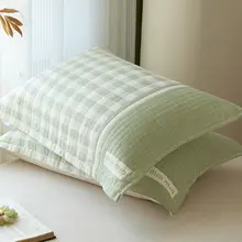 極上の柔らかさ！コットン製枕カバー【滑り止め付き・シンプルデザイン・日常使いに最適】（セットアップ対応）