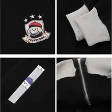 刺繍ボールパグデザインのカーディガン【ゆったりサイズ・フード付き・カジュアル】（セットアップ対応）