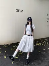 春用ホワイトロングフレアスカート【高腰・Aライン・極上の柔らかさ】（セットアップ対応）