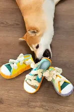 hipidog 犬用ロープ結びスリッパおもちゃ【噛むのに耐え、音が出る・中小型犬用】