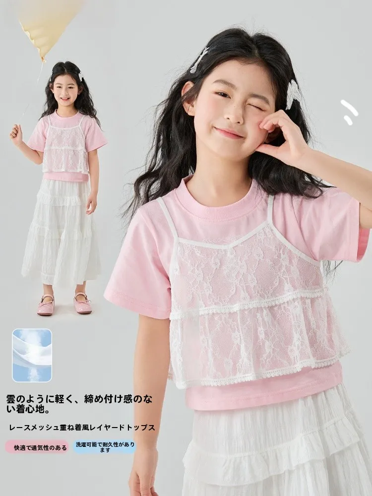 夏用女の子ティーシャツ【短袖・レース・薄手】（セットアップ対応）：法式デザインで通気性を重視したキッズおしゃれブランドの選定基準