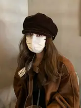 シルクベルベットベレー帽【秋冬用・ファッション・八角帽・小顔効果】