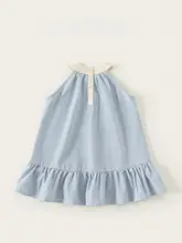 女の子用 夏用ノースリーブワンピース【チェック柄・フリル付き・おしゃれなデザイン】（セットアップ対 応）