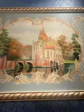 ジュリアン フランス風 ヴィンテージ 壁掛けアート【木製・風景画・リビングルーム装飾用】