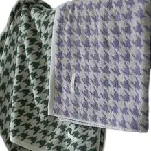 全 cotton ヴィンテージ風 千鳥格吸水ミニタオル【カップル用・家庭用・バスルーム】