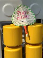 妖精デザインの刺繍入り編み扇子【夏用・バイカラー】