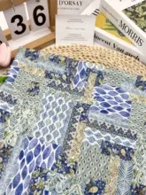 復古風パッチワーク 花柄綿布【デジタル印刷・手作りブックカバー】（セットアップ対応）