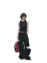 夏用デザインのパンツ【ジッパー調節・手作りスタッズ】（セットアップ対応）