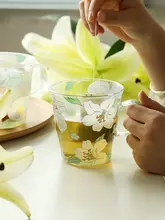 高品質ボロシリケートガラス製 マグカップ【美しいデザイン・オフィス用・ハンドル付き】