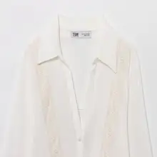 リネン混紡の長袖翻領シャツ【リゾートスタイル・女性用】（セットアップ対応）