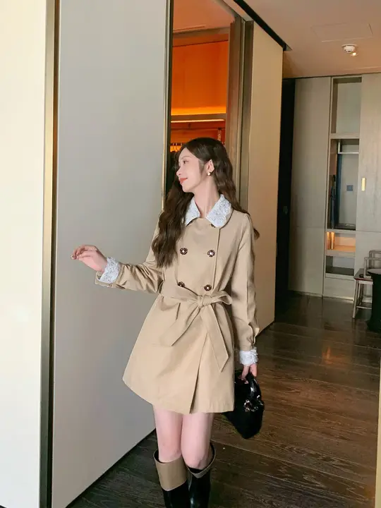 パリ風レトロコート【レディース・秋用・中長丈・上品デザイン】