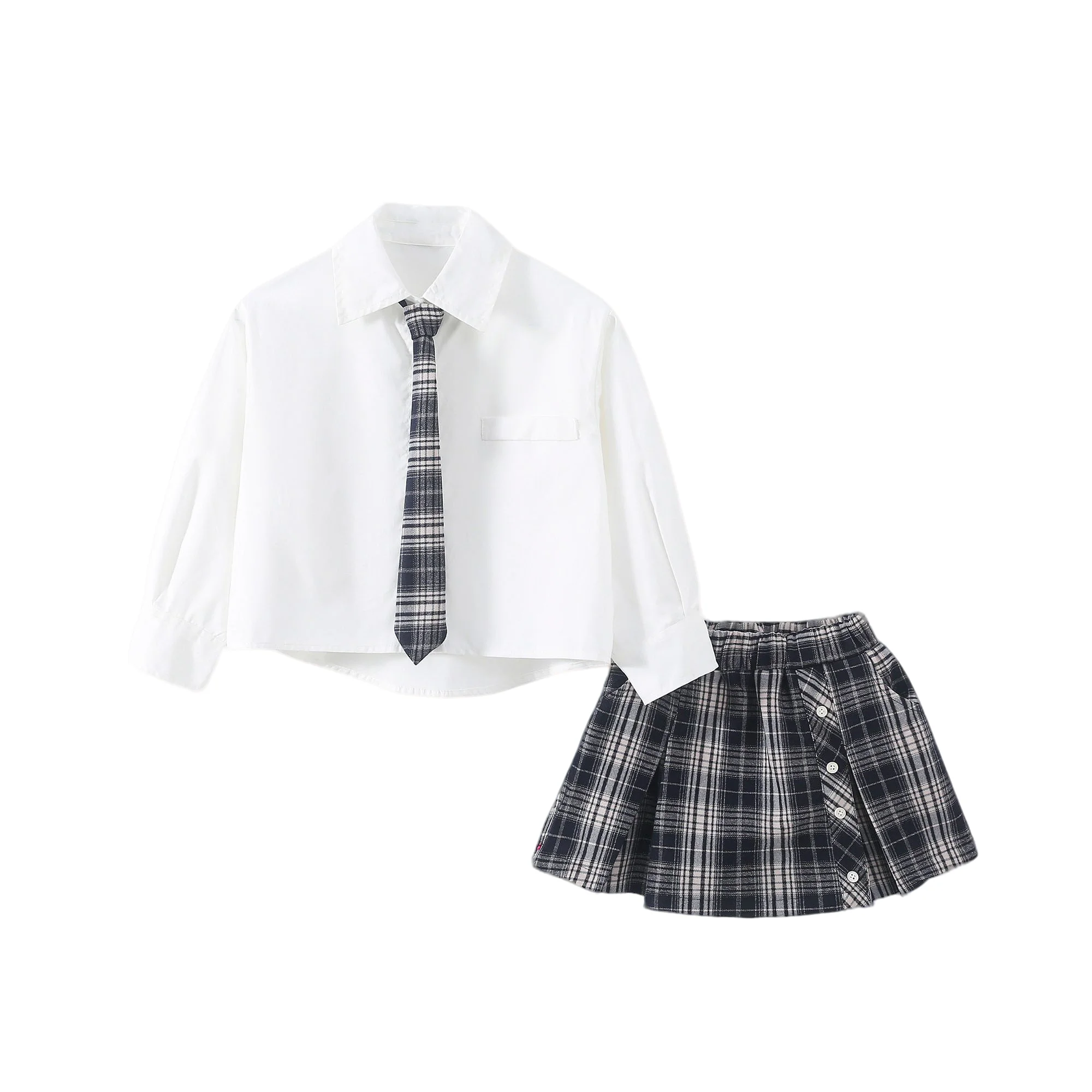 ボブに似合う服 中学生：学院風シャツとチェック柄スカートセットの選定ガイド