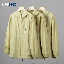 UPF50+夏用薄手クール感日焼け防止ジャケット【シンプルデザイン・アウター・フード付き・通気性】