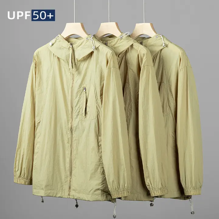 UPF50+夏用薄手クール感日焼け防止ジャケット【シンプルデザイン・アウター・フード付き・通気性】