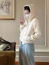 杏色フード付きパーカー【レディース・カジュアル・春秋向け】