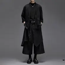 9分丈 ワイドパンツ ユニセックス フェイクレイヤード ストレート ヴィンテージ チャイナテイスト 山スタイル「RFDRFD」
