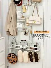 ドア裏仕様の収納ラック【薄型・ハンガー付き・帽子やバッグの収納に便利】（セットアップ対応）