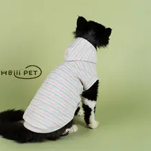 可愛いデザインのストライプフード付き猫用パーカー【デボンレックス対応・極上の柔らかさ】