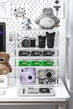 カメラ収納ケース 卓上 防塵ボックス ミラーレスカメラ デジカメ チェキ フィルム レンズアクセサリー 収納ラック