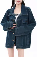 レトロデザインのデニムジャケット【秋用・ゆったりサイズ・長袖】