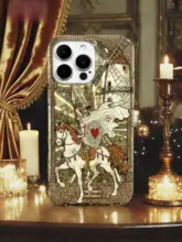 勇敢さを象徴する！レトロなデザインのスマートフォンケース【ゴールド仕上げ・アート調・光沢】