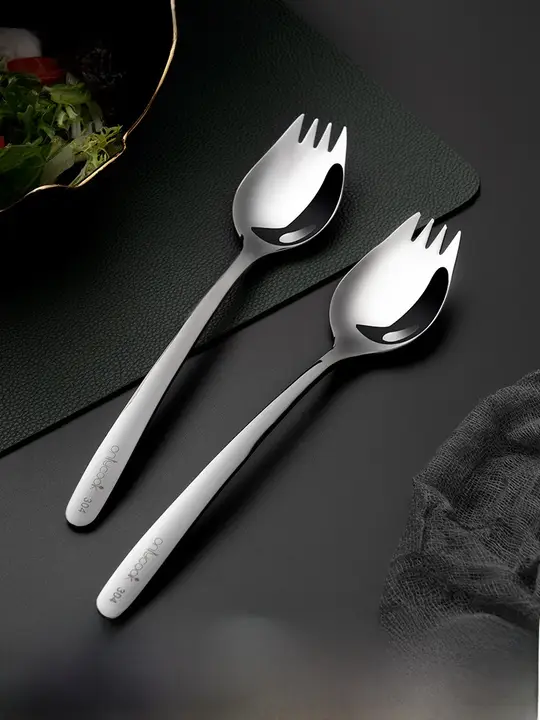 スプーンフォーク 2点セット 304ステンレス 2WAY サラダ用 「onlycook」