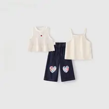 夏用 女の子用タンクトップとデニムパンツ【薄手・カジュアル】（セットアップ対応）