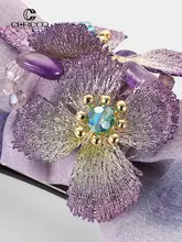 手作り刺繍花髪留め【紫色・高級感あるデザイン】