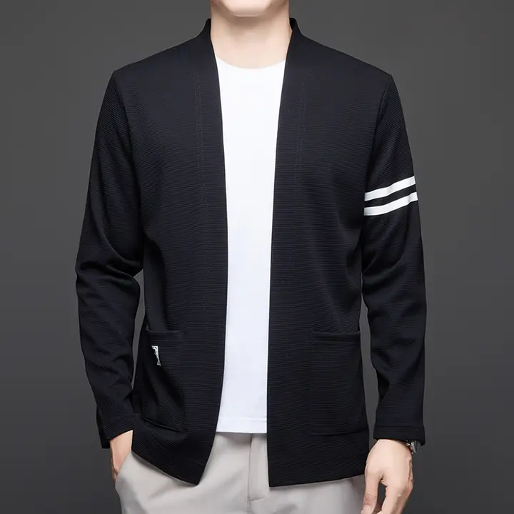 春季新作 メンズ クラシックデザイン ニットカーディガン【軽量・ストレッチ・カジュアル】（セットアップ対応）
