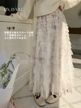 春の新作！軽やかなネットチュールのフレアスカート【重ね着スタイル】
