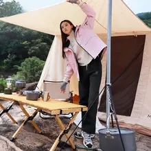 軽快なアウトドアスタイルのアメリカンヴ ィンテージ風ハイウエストパンツ【ウエスト調整可能・加圧プリーツ・裏地付き・女性用】