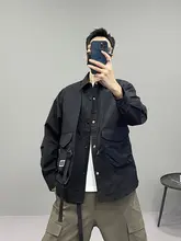 春の新作！偽二重デザイン作業ジャケット【ユニセックス・ゆったりフィット・パッチワークスタイル】（セットアップ対応）