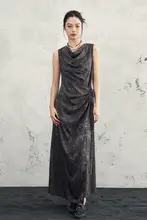 復古調の暗紋ジャガードワンピース【国風・ラップスタイル・ロングスカート】