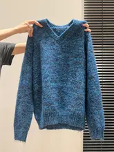 Vネック無地ニットカーディガン【長袖・厚手・秋冬用・ファッション】