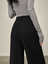 小柄女性向けブラックスーツパンツ【高腰・フィット・春夏用】