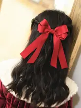 子供用 赤いリボンヘアクリップ【新年・女の子用・飾り帯付き】