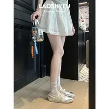 真皮仕様のバレリーナ風ラウンドトゥ内蔵ヒールマリージェーンシューズ【春用・ダブルバックル・カジュアル】