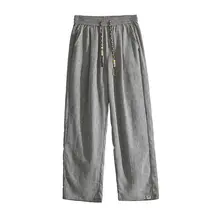 リネンコットン製 メンズカジュアルパンツ【夏用・さらっとした着心地・ストレートシルエット】