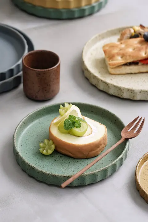 陶土製の皿 家庭用 プレート レストラン 洋食 サラダ皿 大きい ステーキ皿