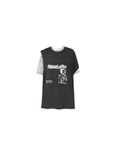 不規則デザインのレイヤードTシャツ【レースインナー付き・トレンディ】（セットアップ対応）