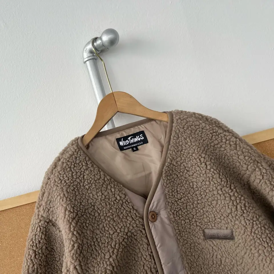 秋冬用 羊羔毛オープンカーディガン【シンプル・フィット・短丈】